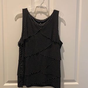 Sleeveless tiered polka dot blouse